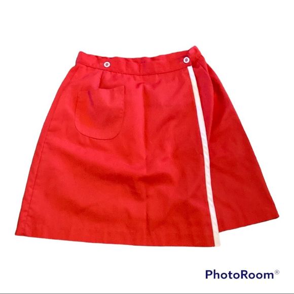 Vintage Skirts Vintage Red Mini Skirt With White Stripe With Built